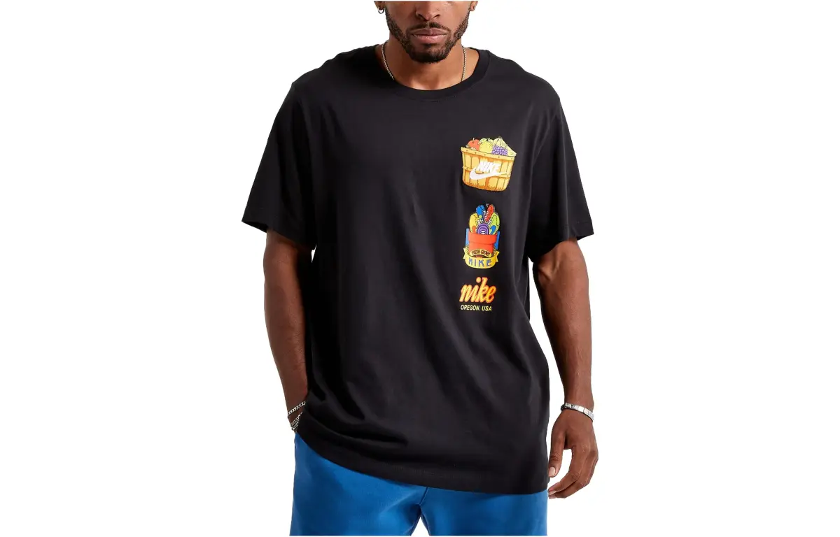 Nike T-Shirts Men's Black Crew Neck Moderate Straight Fit