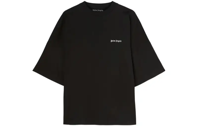 PALM ANGELS Logo Embroidered Crewneck T Shirt