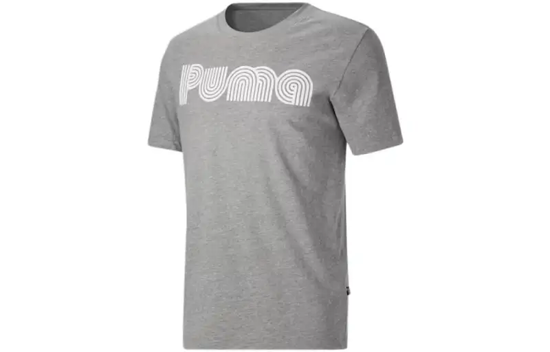 PUMA T Shirts Men's Gray Crew Neck Moderate Other