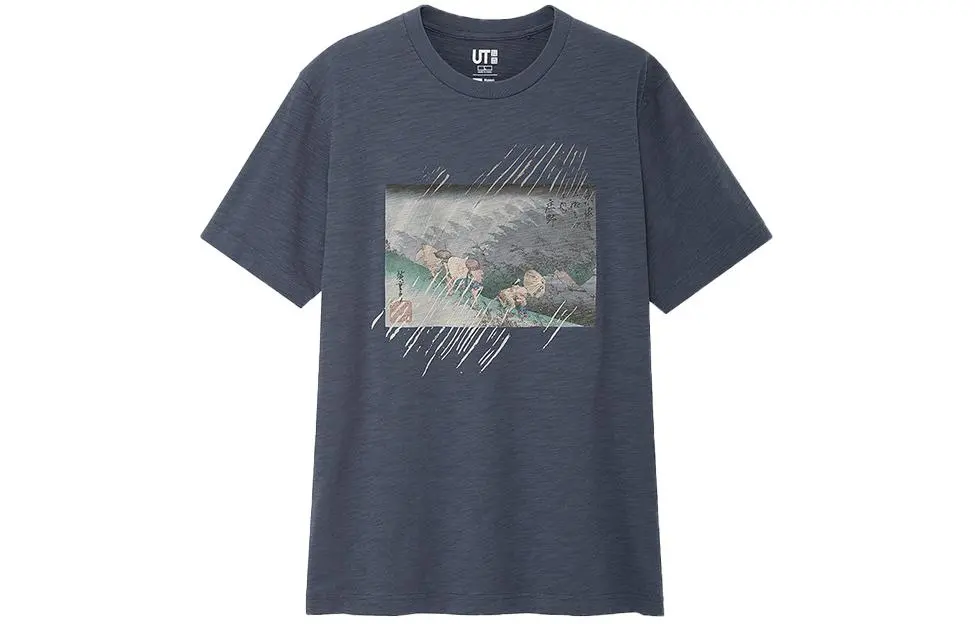 UNIQLO T Shirts Unisex Blue Crew Neck Moderate