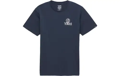 Vans Off The Wall Social T Shirts Unisex Blue Crew Neck Moderate Straight Fit