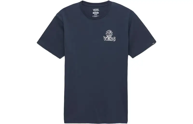 Vans Off The Wall Social T Shirts Unisex Blue Crew Neck Moderate Straight Fit