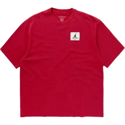 Jordan Flight Essentials T Shirts Men's Red Crew Neck Moderate Straight Fit