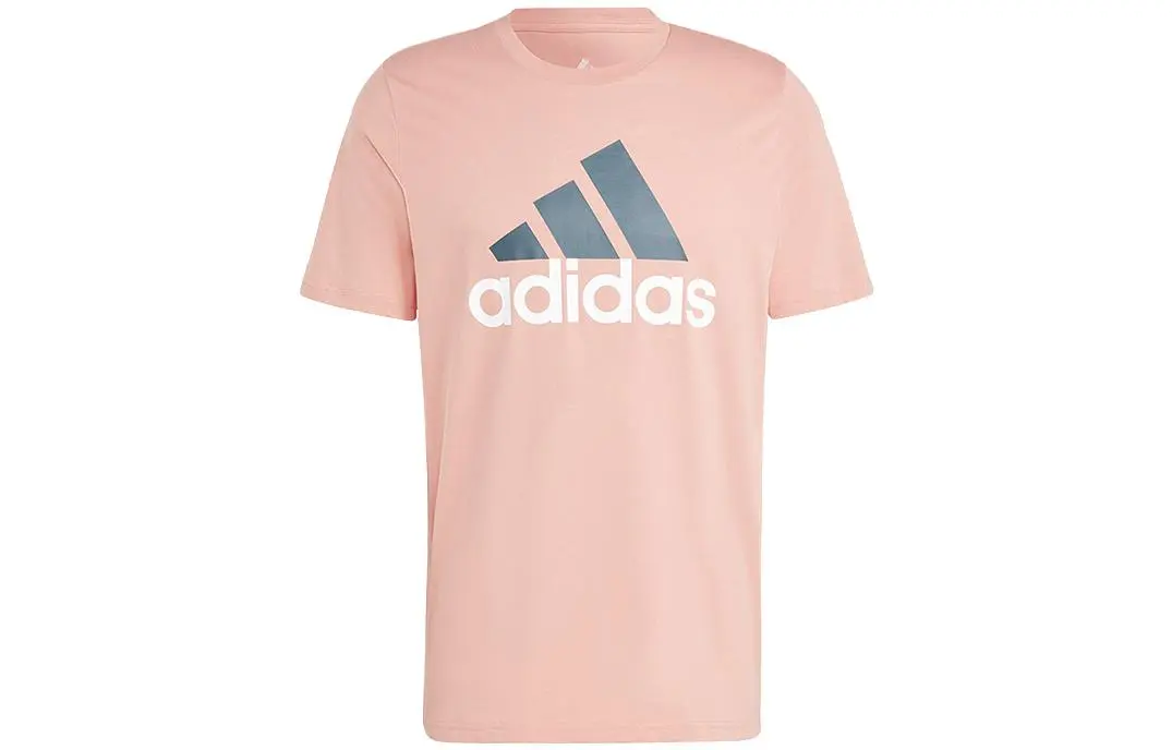 Adidas T-Shirts Men's Pink Crew Neck Moderate Straight Fit