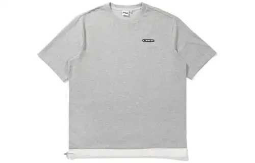 FILA T Shirts Unisex Gray Crew Neck Moderate Straight Fit