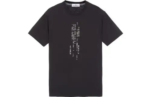 STONE ISLAND T Shirts Men's Black Crew Neck Moderate Other