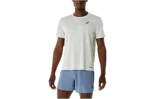 ASICS T Shirts Men's White Crew Neck Moderate Straight Fit