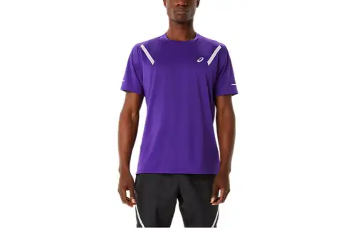 ASICS T Shirts Men's Purple Crew Neck Moderate Straight Fit
