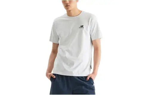 New Balance T Shirts Unisex Light Gray Crew Neck Moderate Straight Fit