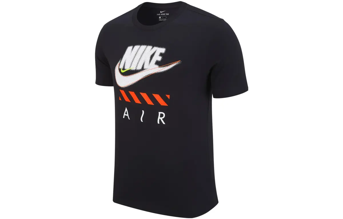 Nike T-Shirts Men's Black Crew Neck Moderate Straight Fit