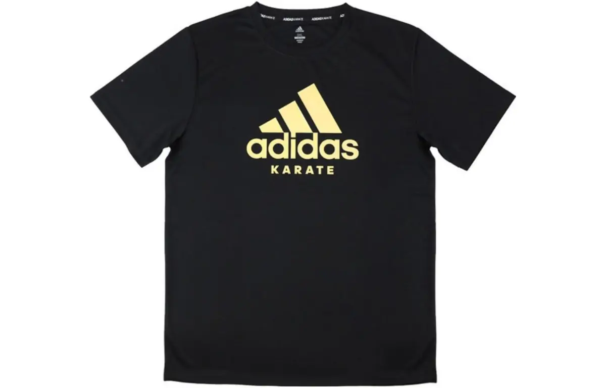 Adidas T-Shirts Men's Black Base Gold Logo Crew Neck Moderate