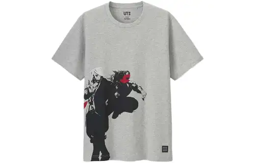 UNIQLO T Shirts Unisex Gray Crew Neck Moderate Straight Fit