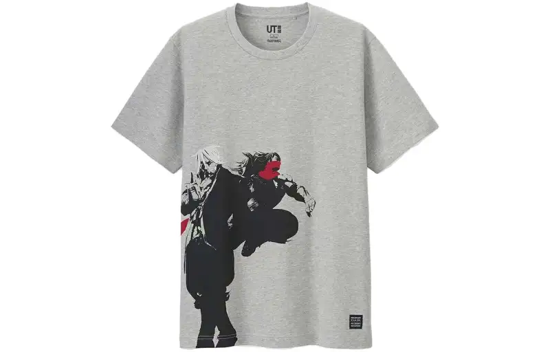 UNIQLO T Shirts Unisex Gray Crew Neck Moderate Straight Fit