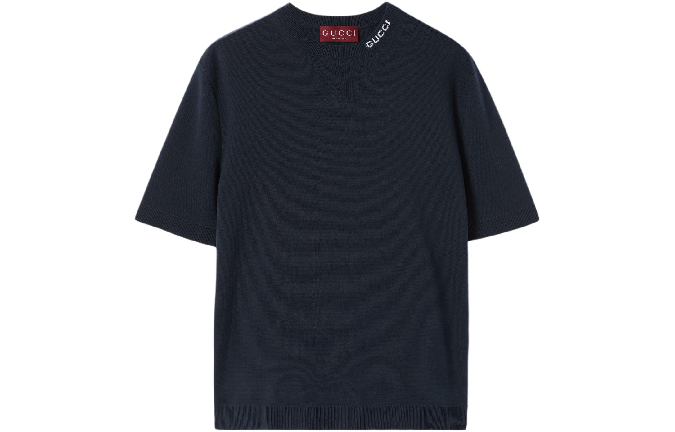 Gucci Silk cotton T-shirt with Gucci intarsia