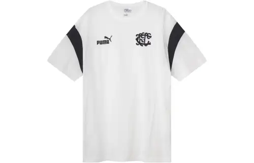 PUMA T Shirts Men's White Crew Neck Moderate Straight Fit