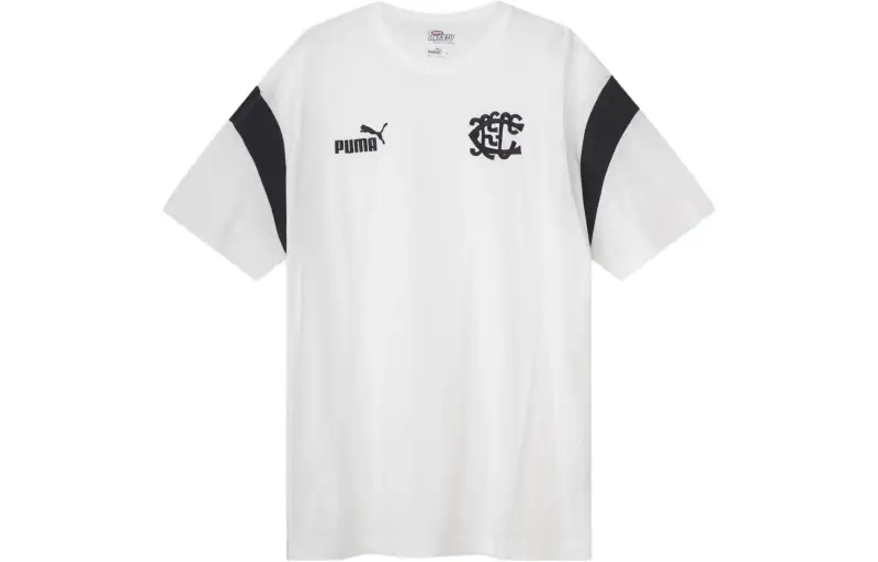 PUMA T Shirts Men's White Crew Neck Moderate Straight Fit
