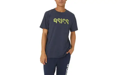 Asics HEX GRAPHIC COTTON BLEND SS TEE T Shirt Men's Midnight Heather