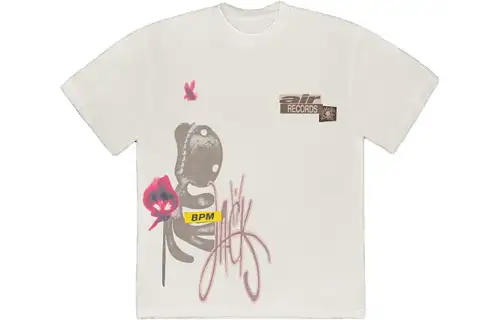 Travis Scott T Shirts Men's Ecru Crew Neck Moderate Straight Fit