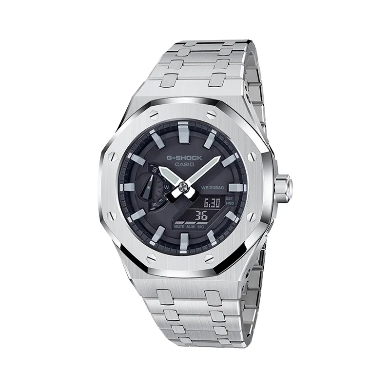 CASIO Custom Collection GA 2100 1A Upgrade Rural Oak Steel Band 200m Waterproof Electronic Movement Metal Strap