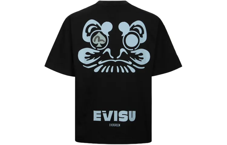 EVISU T Shirts Men's Black Crew Neck Moderate Straight Fit