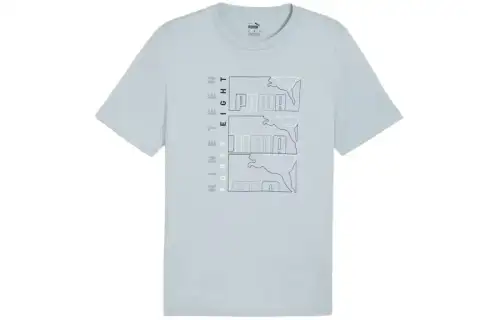 PUMA T Shirts Men's Turquoise Crew Neck Moderate Straight Fit