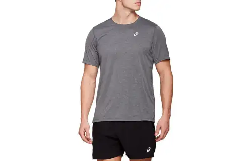 ASICS DORAI T Shirts Men's Dark Gray Crew Neck Moderate Straight Fit