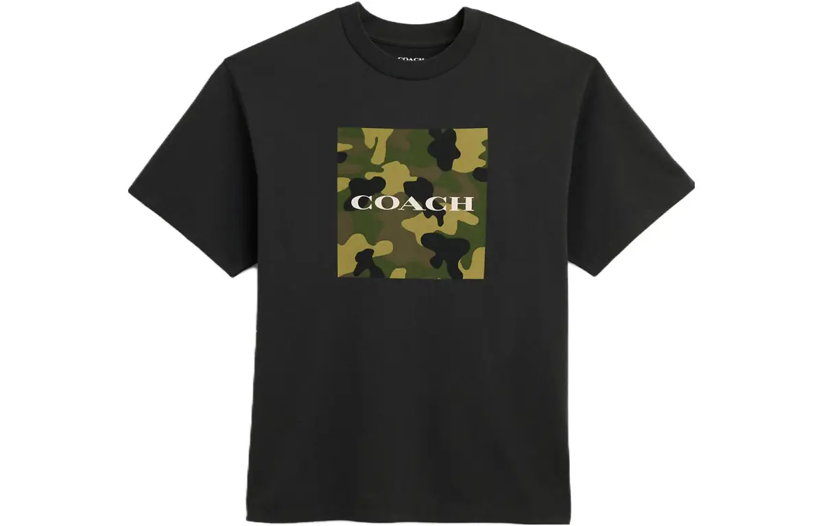 COACH T-Shirts Men's Black Crew Neck Moderate Straight Fit