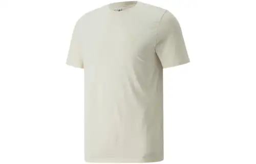 PUMA T Shirts Men's Ecru Crew Neck Moderate Straight Fit