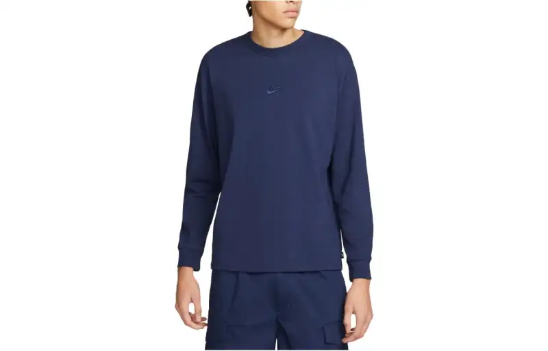 Nike T Shirts Men's Dark Blue Crew Neck Moderate Straight Fit