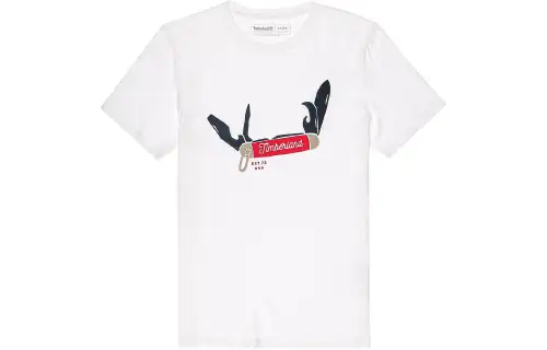 Timberland T Shirts Men's White Crew Neck Moderate Straight Fit