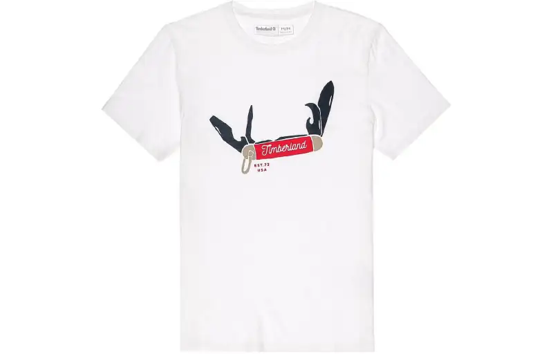 Timberland T Shirts Men's White Crew Neck Moderate Straight Fit