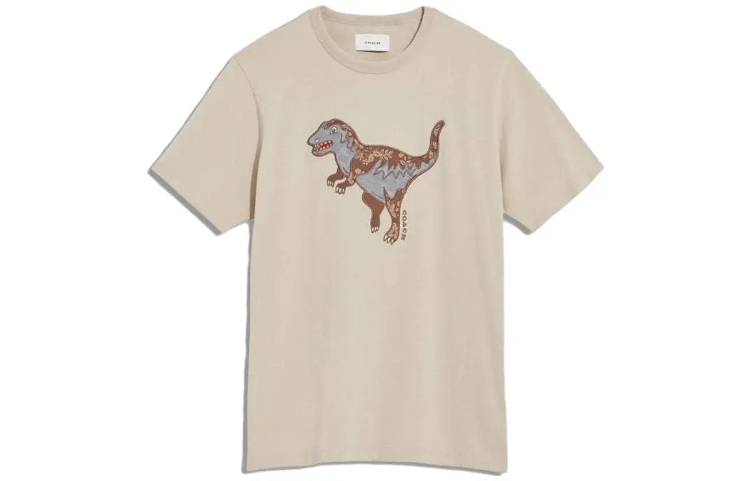 COACH T-Shirts Men's Beige Crew Neck Moderate