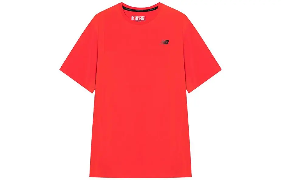 New Balance T-Shirts Men's Red Crew Neck Moderate Straight Fit