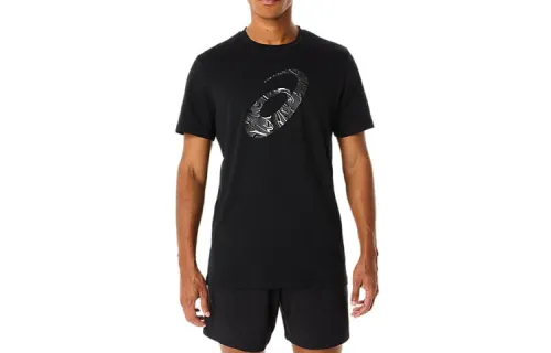 ASICS T Shirts Men's Black Crew Neck Moderate