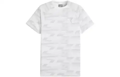 PUMA T Shirts Men's White Crew Neck Moderate Straight Fit