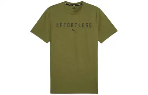 PUMA T Shirts Men's Moss Green Crew Neck Moderate Straight Fit