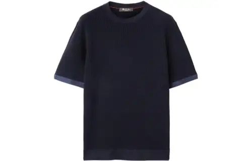 Loro Piana T Shirts Men's Black Crew Neck Moderate Straight Fit