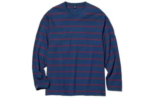UNIQLO T Shirts Unisex Sea Blue Crew Neck Moderate Straight Fit