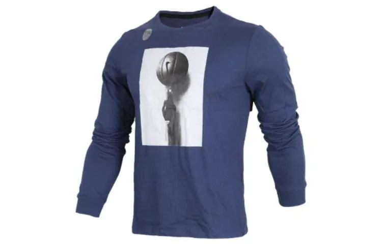 Nike T-Shirts Men's Blue Crew Neck Moderate Straight Fit