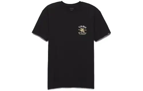 Vans T Shirts Unisex Black Crew Neck Moderate Straight Fit