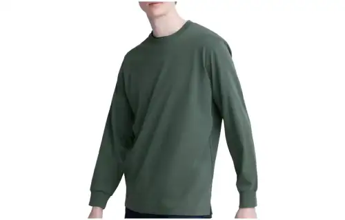 UNIQLO T Shirts Men's Green Crew Neck Moderate Straight Fit
