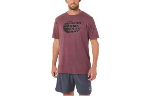Asics Short Sleeve Rise Slogan Tee T Shirt Men's Red
