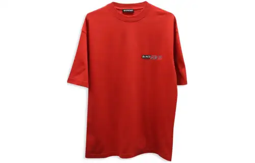 Balenciaga T Shirts Men's Red Crew Neck Moderate Straight Fit