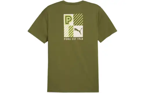 PUMA M Concept T Shirts Men's Olive Green Crew Neck Moderate Straight Fit