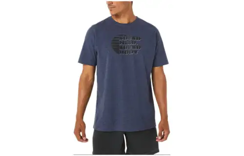 Asics Short Sleeve Rise Slogan Tee T Shirt Men's Blue