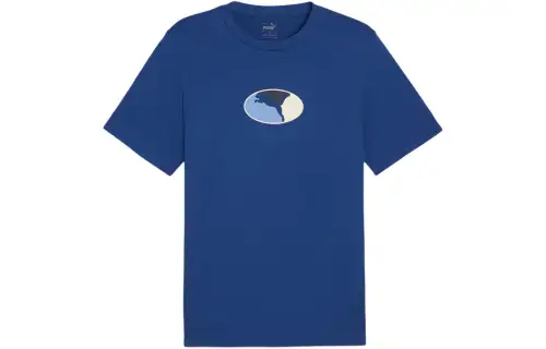 PUMA Execution T Shirts Men's Blue Crew Neck Moderate Straight Fit