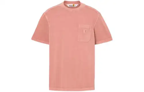 Timberland T Shirts Men's Pink Crew Neck Moderate Straight Fit