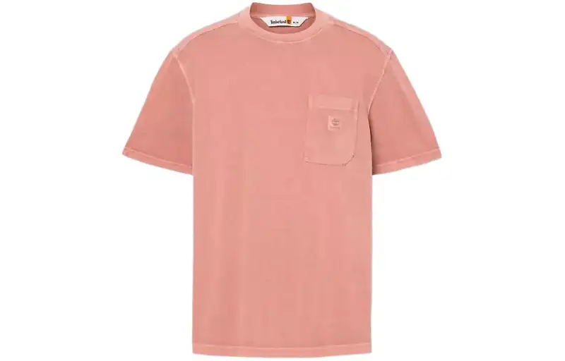 Timberland T Shirts Men's Pink Crew Neck Moderate Straight Fit