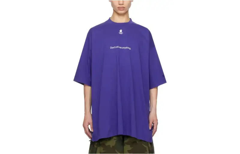 Vetements T Shirts Men's Blue Crew Neck Moderate Straight Fit