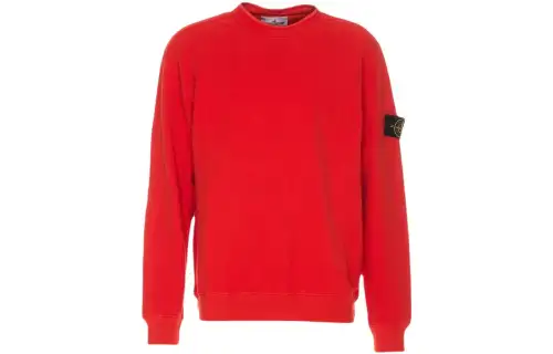 STONE ISLAND T Shirts Men's Red Crew Neck Moderate Straight Fit